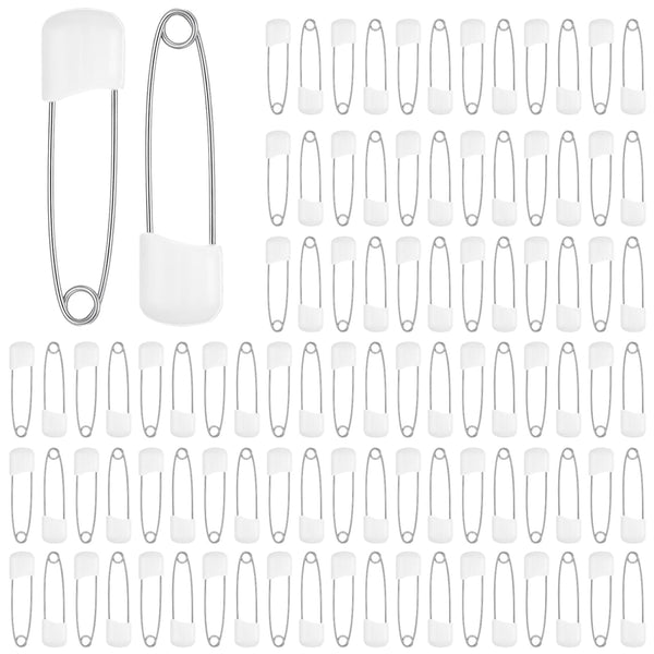 HJZHII 100PCS Safety Pins for Diaper, 2.2 Inch Plastic Head Cloth Diaper Nappy