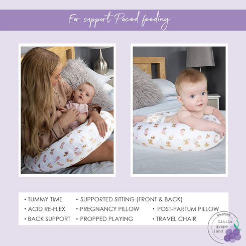 0-16 Little Grape Land Nursing Pillow, Breastfeeding Pillows for Mom with Removable Cover and Breathable Filling