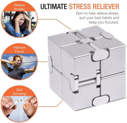 Fidget Cube New Version - Metal Infinity Cube Prime for Stress Relief, Durable Sensory Gifts for Adults and Kids