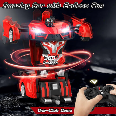 3-5 6-8, 2.4GHz, 360 1:16 Headlight,3-8 Qumcou Transform Remote Control Car, RC Cars for Boys Age One-Button Transform