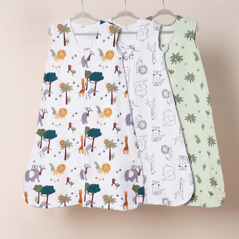 3 Pack 100% 12-18 2-Way david's kids Cotton Baby Sleep Sack Months, Soft Baby Wearable Blankets with Zipper, Comfy
