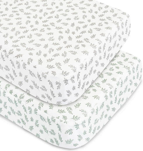 2 Pack 52X 28 Crib Sheets Fitted for Boys and Girls, Crib Sheet Fits for Standard Crib Mattress, Neutral Toddler Bed