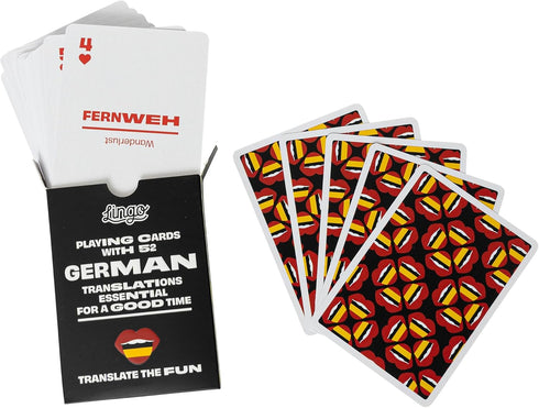 Lingo German Playing Cards in Wayfarer Tin Box - Travel Flashcards for Learning German Vocabulary