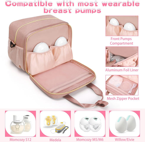 Momcozy, OCKLILY Wearable Breast Pump Bag, Breast Milk Cooler Bags with Insulated Compartment, Pumping Bag Compatible