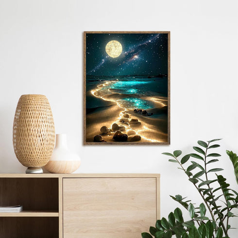 Jazcimdo 1000 1000 1000 Moonlight Jigsaw Puzzles for Adults Pieces, Sparkling Beach Nature Landscape Piece Puzzle