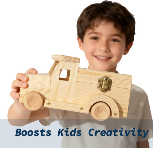 3 12 2 Set, 8+ Easy Playhouse: Wood Building Toy Kit - DIY Vehicle Projects: Helicopter, Truck & Excavator, Paint
