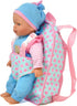 13" Soft Baby Doll with Take Along Pink Doll Backpack Carrier, Briefcase Pocket for Doll Accessories