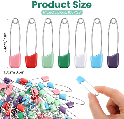 TIESOME 100 2.2 Inch Pieces Diaper Pins, Diaper Safety Pin, Stainless Steel Diapers Pins for Cloth Diapers