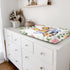 Jungle Safari Animals Changing Pad Cover with Tropical Leaves, Lion, Elephant, Zebra, Giraffe, Hippo, 32''x16''