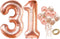 KatchOn Rose Gold 31 Balloons Pack of 12, 40 Inch Birthday Decorations for Women with Confetti Balloons