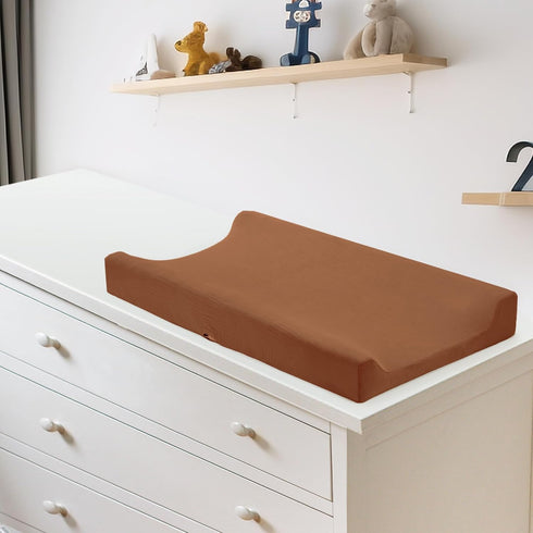 Pro Goleem Muslin Changing Pad Cover for Boys & Girls - Soft Breathable Fitted Cotton Sheets, 2 Pack (Brown & Beige)