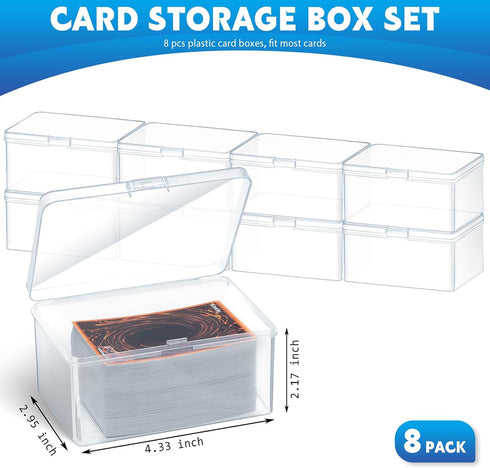Playing Deck Card Storage Box Plastic Card Boxes Compatible with 100 Mtg Holder Storage Case 4.3 x 2.95 x 2.2 Inches Organizer Snap Closed for Trading Card Games Card Collector (8 Pcs)