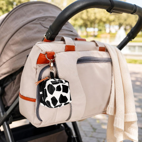 LUOZZY Pacifier Holder Pouch - Portable Pacifier Case with Cows Pattern, Easily Attach to Diaper Bags or Purse