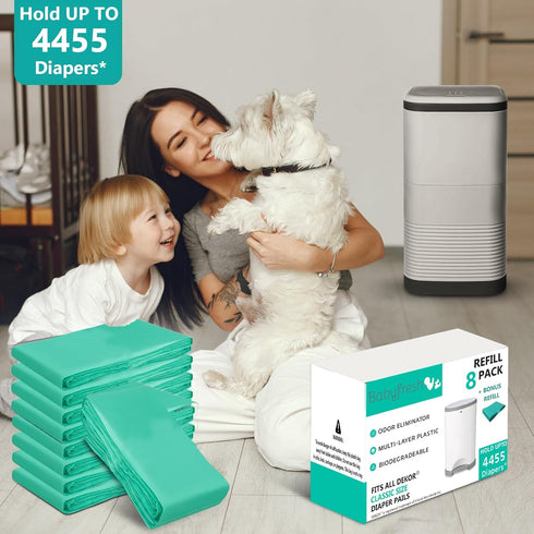 Baby Fresh Nine-Pack 5000 Diaper Pail Refill Bags Holds Diaper Extra-Thick Multi-Layer with Fresh Scent to Control