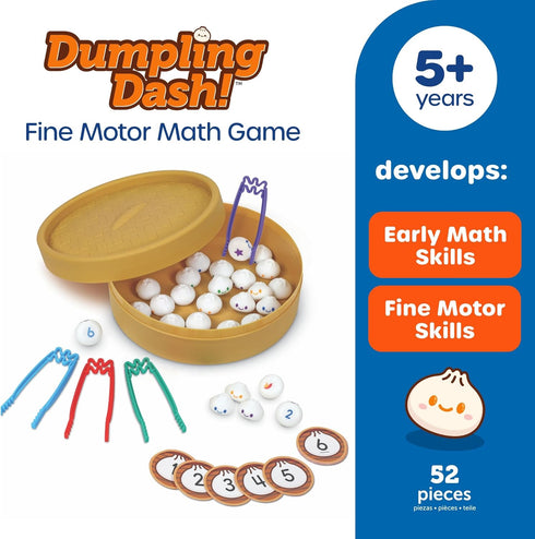 Counting Learning Resources Dumpling Dash Fine Motor Math Game - Squishy Dumpling Toy, Montessori Toys, Kids Board