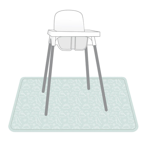 45" 45 BapronBaby Dino Friends Sage Splash Mat - Waterproof Catch-All for Under High Chairs, Floors, Tables, Playtime