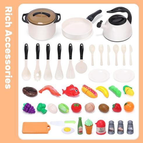CUTE STONE Play Kitchen Accessories Toy - Play Food Sets for Kids Kitchen, Toddler Kitchen Playset