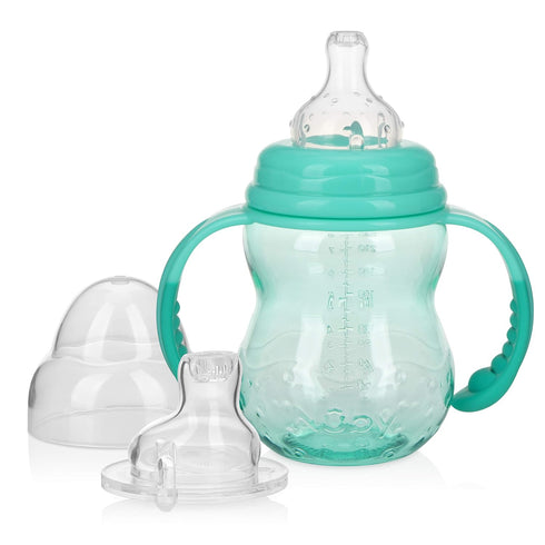 Nuby 3 in 1 Baby Bottle to Training Sippy Cup, 8 Oz Toddler Cups Spill Proof with Soft Spout