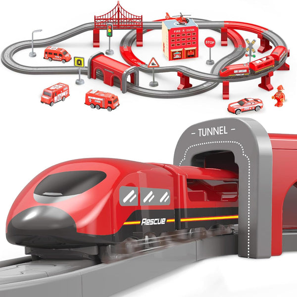 Wdmiya Train Set for Toddlers, 92 Pcs Train Toys for Kids Ages