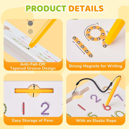 Gamenote Magnetic Number Tracing Board - 2 in 1 Double Sided Writing Board for Toddlers & Kids Learning