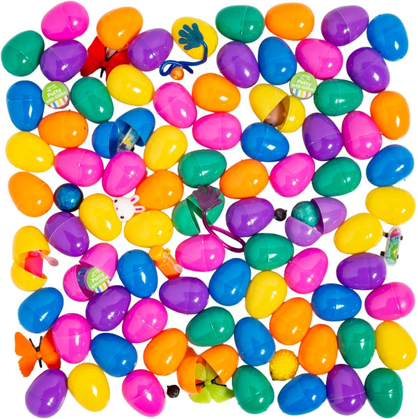 Fun Express 2 1/2" Bulk 100 Pc. Bright Color Toy-Filled Plastic Easter