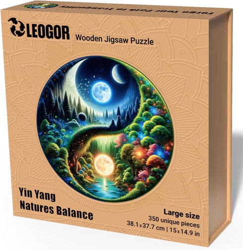LEOGOR Wooden Puzzles for Adults - Yin Yang Nature's Balance, 350 Piece Large Size Jigsaw