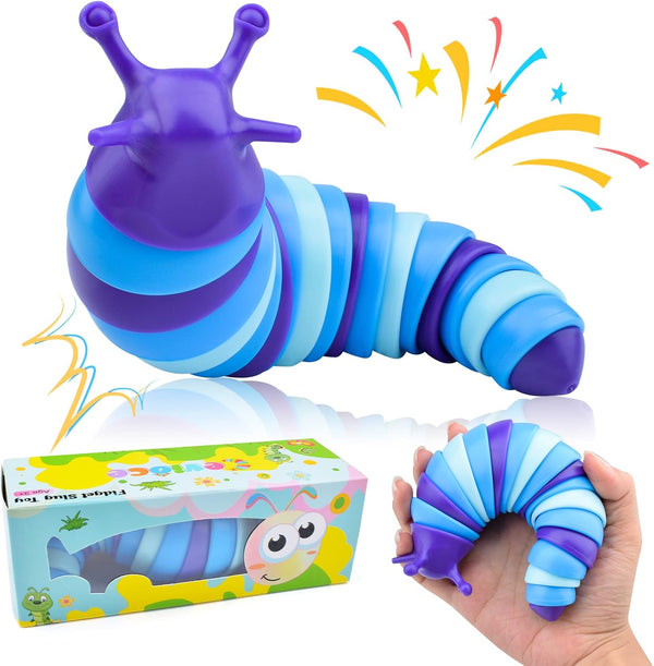 Cevioce Sensory Slug Fidget Toys, 1Pc Cute Autism Sensory Toy for Kids & Adults, Travel Toys for 1+ Year Old (Blue)