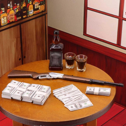 FTYHXP 1 Set 1/12 Miniature Things Scale Dollhouse Accessories Miniature Money Mini Gun Mini Wine Bottle Model for Tiny
