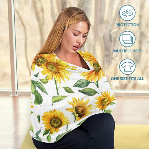 Nursing Cover Breastfeeding Scarf Yellow Sunflower Baby Car Seat Covers Soft Breathable Infant Carseat Canopy Stroller