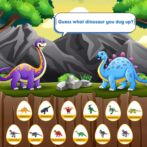Dinosaur Eggs Dig Kit - Break Open 12 Easter Dino Eggs with 12 Surprise Dinosaurs - Science STEM Toys for Kids