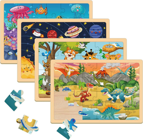 Puzzles for Kids Ages 4-6 - 4 Pack 24 PCs Jigsaw Puzzles, Educational Brain Teaser Boards for Toddlers