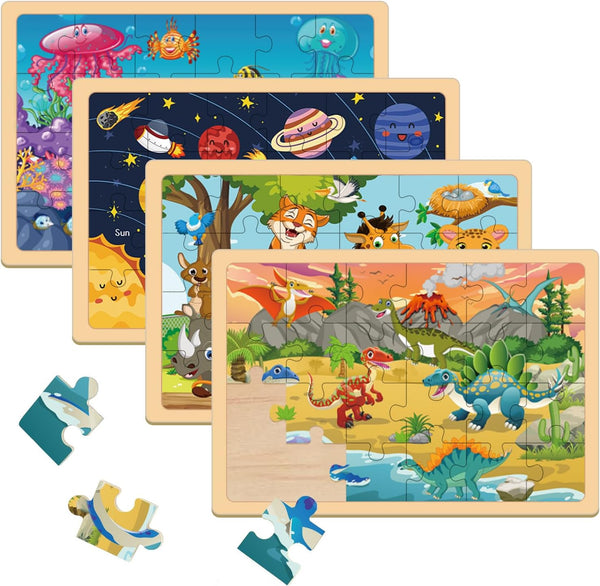 Puzzles for Kids Ages 4-6 - 4 Pack 24 PCs Jigsaw Puzzles, Educational Brain Teaser Boards for Toddlers