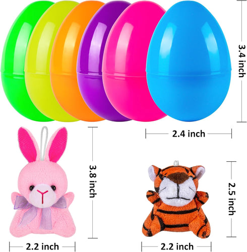 12pcs 3.4" Sofier Plastic Easter Eggs with Animal Toys Filled Easter Eggs Easter Basket Stuffers Easter Egg Fillers
