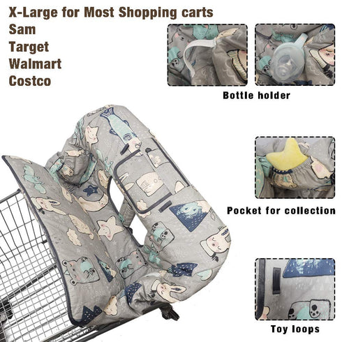 Cotton Shopping Cart Cover for Babies - Machine Washable (Cute Design)