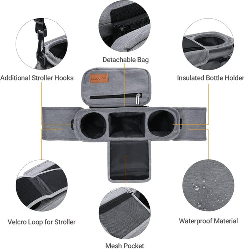 Momcozy Universal Stroller Organizer with Insulated Cup Holder Detachable Phone Bag & Shoulder Strap, Fits for Stroller