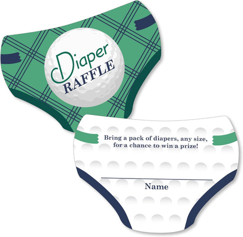 Big Dot of Happiness Par-Tee Time - Golf - Diaper Shaped Raffle