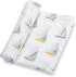 Swaddle Blanket 100% Muslin Cotton, Gender Neutral Newborn Nursery Essentials for Boys and Girls, Sailboat Print
