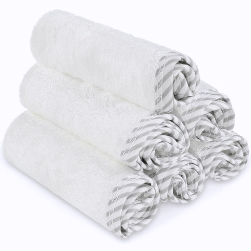 San Francisco Baby 6-Piece Bamboo Rayon Washcloths for Newborn - Soft, Absorbent, White