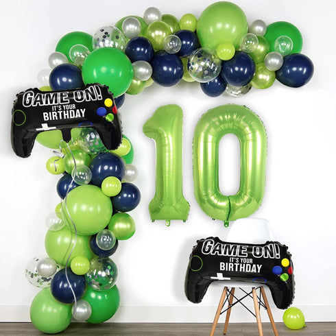 Video Game Party Balloons for Boys 10th Birthday Decorations - 2 Packs Game Controller Mylar Balloons