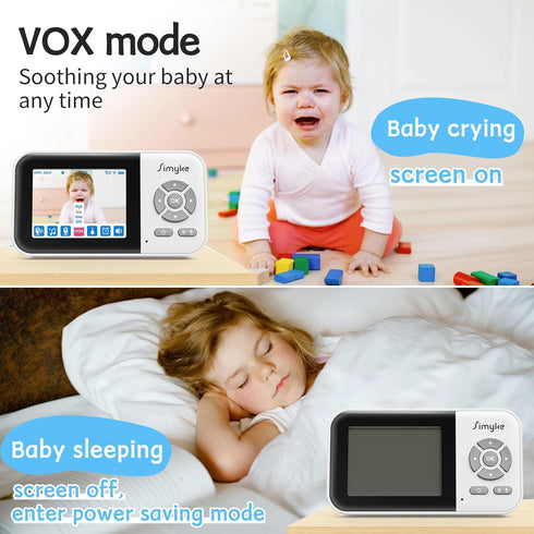 Video Baby Monitor with Camera No WiFi, 1200ft Long Range, 2.8" Display, Auto Night Vision, 5 Lullabies