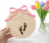 Lusofie Baby Name Announcement Sign - Wooden Hello World Newborn Sign - Pink Bow Nursery Decor Welcome to the World