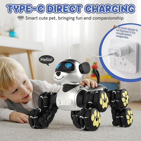 8WD 2.4GHz Programmable 3 4 5 6 7 8 Paaxido Stunt RC Car Robot Dog Toys, Remote Control Car Dog Toys with LED Eyes