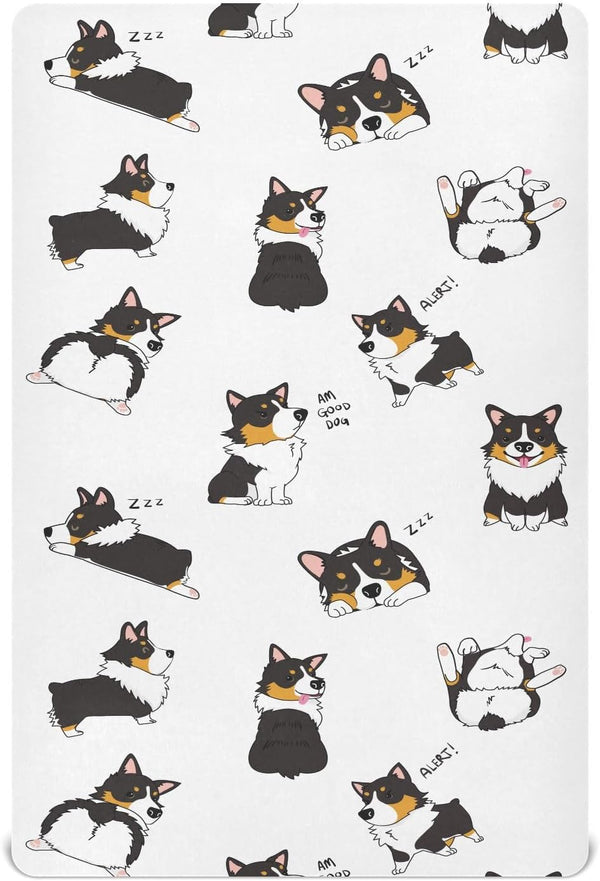 Crib Sheets For Boys Pembroke Welsh Corgi Tricolor Dog Seamless Pattern Toddler