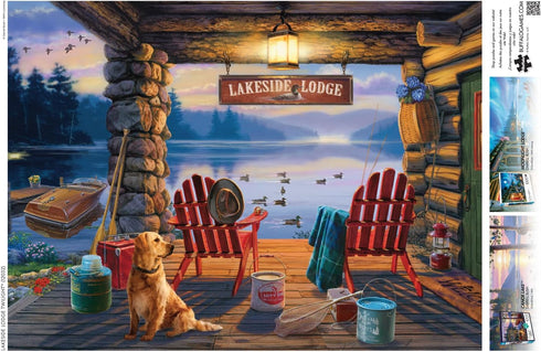 Buffalo Games - Darrell Bush - Lakeside Lodge Twilight - 1000 Piece Jigsaw Puzzle for Adults - 26.75 x 19.75