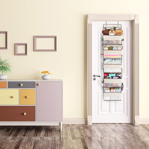 Univivi Over The Door Organizer, Wall Mount Hanging Organizer with Large Compartments and Mesh Side Pockets