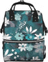 HCBPWVQA Teal Grey and White Floral Diaper Bag with Changing Pad and Pacifier