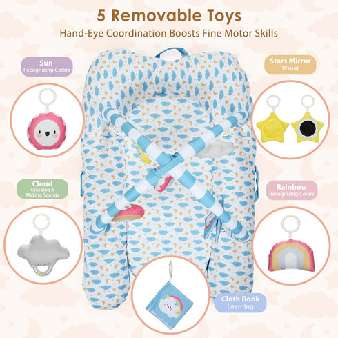 Lanabuna 7-in-1 0-12 5 Baby Play Mat & Activity Gym, Months Multi-Use Play Center with Hanging Sensory Toys, Early