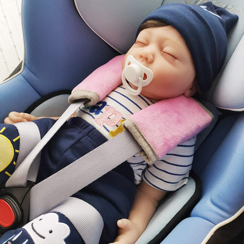 Car Seat Strap Pads Covers for Baby Kids, Anti-Slip Seat Belt Covers Cushion for Stroller/Carrier/Pushchair, Pink