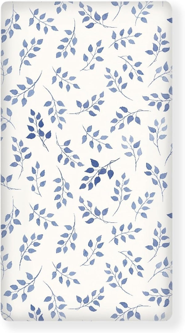 Winpema Blue Leaves Fitted Crib Sheet Plant Baby Crib Sheet Fit Standard Crib
