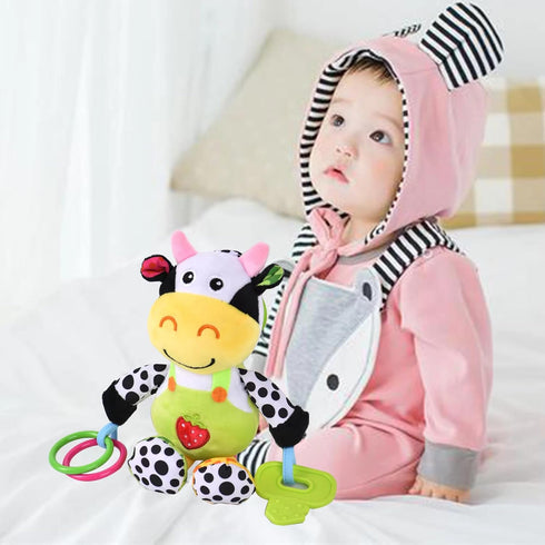 Interactive 3D Teethers Musical Baby Toy, Plush Stroller Hanging Doll for Infants, Soft Toys with Multi-Sensory Features